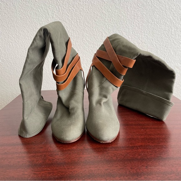 COLISEE DE SACHA Green Brown Knee High Boots Size 38 - Picture 4 of 10